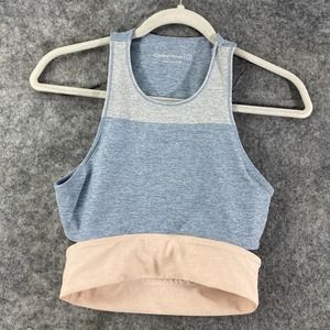Outdoor Voices Slashback Crop Top Small Sports Bra Lake Dove Rose Colorblock